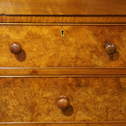 Victorian burr walnut housekeepers cabinet knob handles