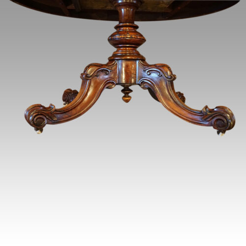 Victorian inlaid walnut oval loo table base