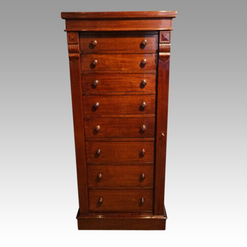 Victorian mahogany quartered Wellington chest