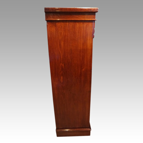 Victorian mahogany quartered Wellington chest side
