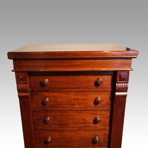 Victorian mahogany quartered Wellington chest top section