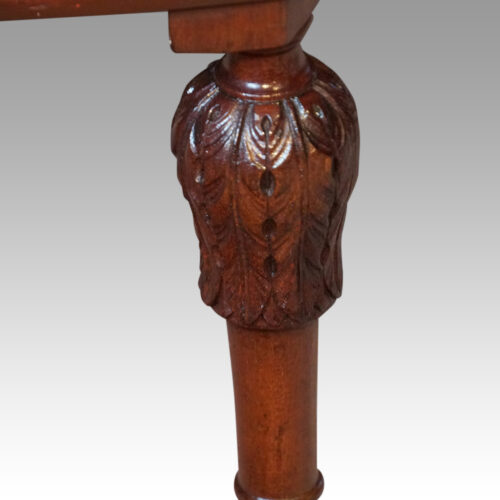 Edwardian inlaid mahogany kidney shaped desk carved leg