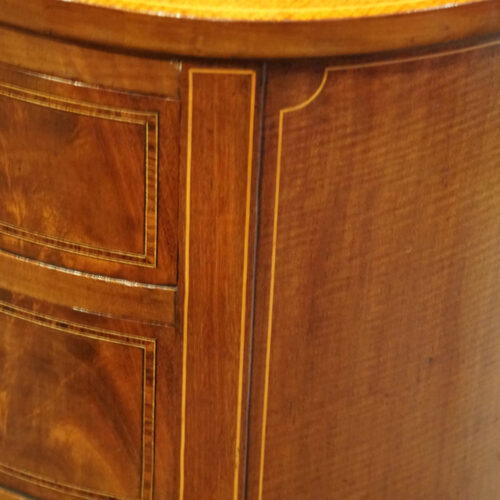 Edwardian inlaid mahogany kidney shaped desk inlay
