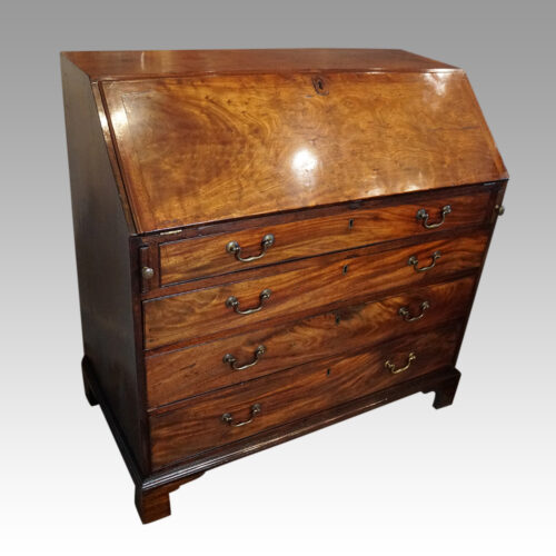 George III mahogany bureau angle view