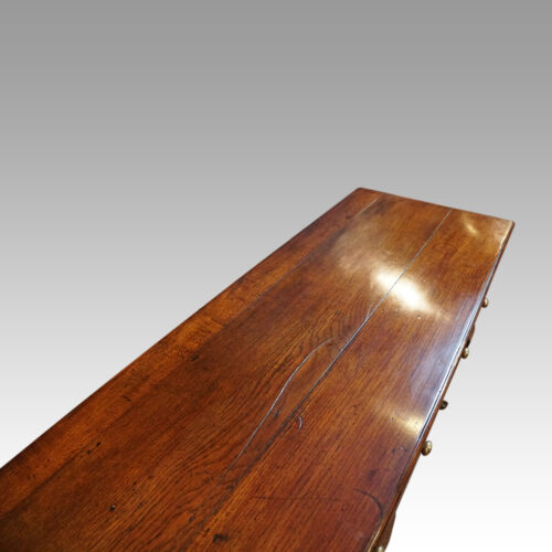 George III oak padfoot dresser base top detail