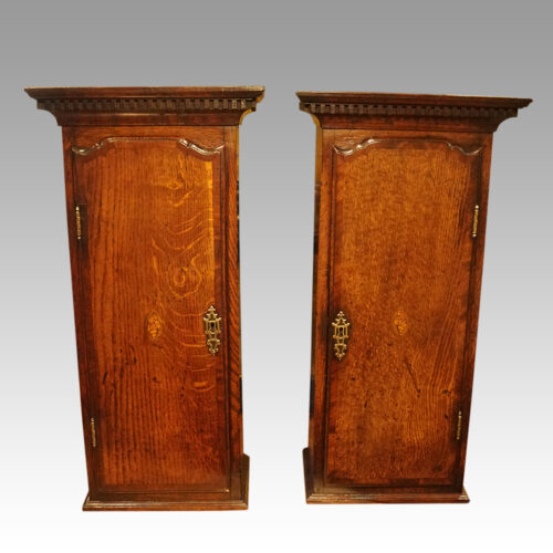 Pair of Antique oak hanging cabinets