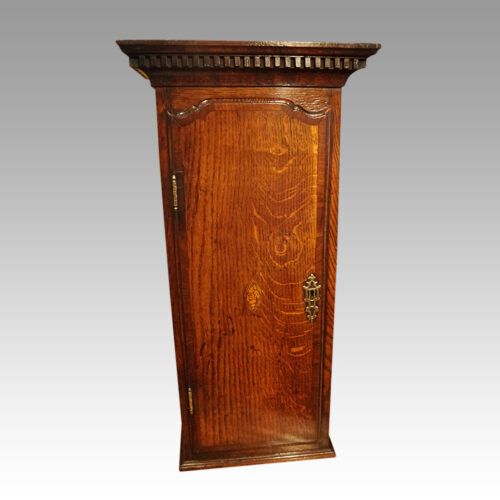 Pair of Antique oak hanging cabinet shelf interior