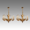 Pair of bronze chandeliers