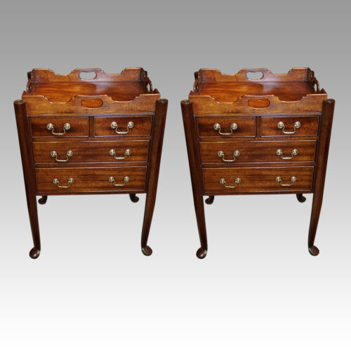 Pair of mahogany tray top bedsides