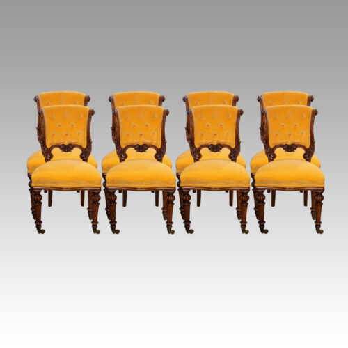 Set of 8 Victorian dining chairs stuffed backs