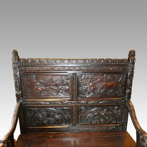 Victorian carved oak settle back