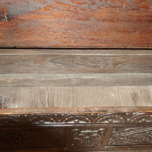 Victorian carved oak settle interior