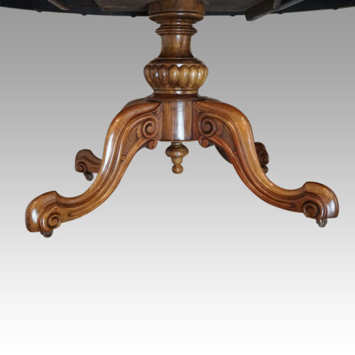 Victorian inlaid walnut oval loo table base