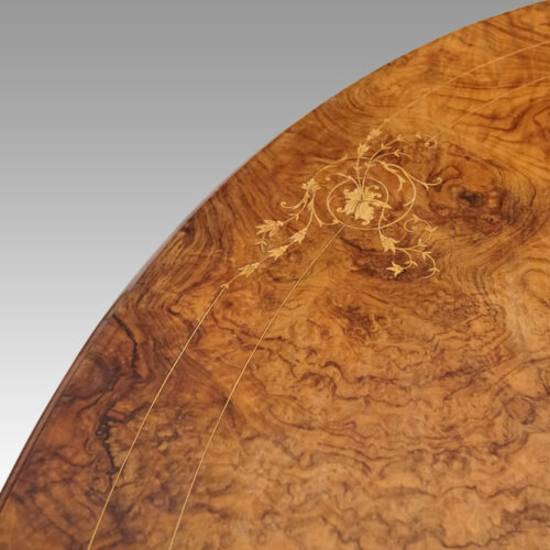 Victorian inlaid walnut oval loo table inlay