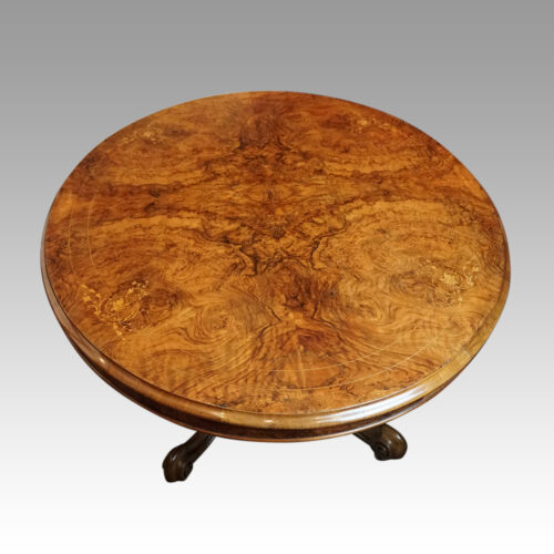 Victorian inlaid walnut oval loo table top