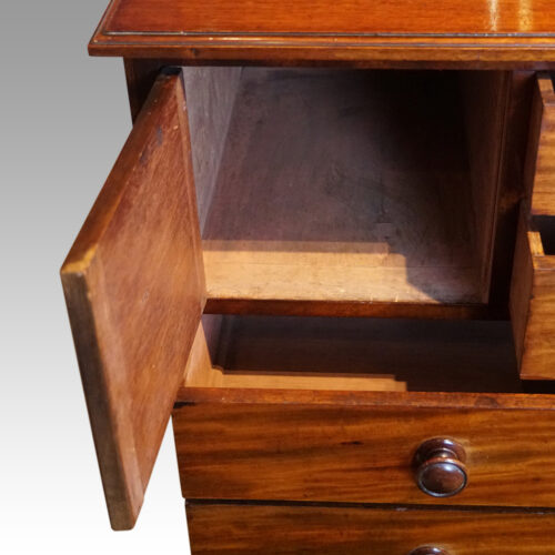 Victorian mahogany chest with bonnet cupboard interior