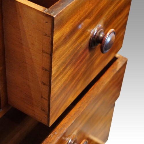 Victorian mahogany chest with bonnet cupboard drawer lining