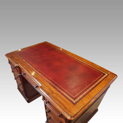 Victorian mahogany pedestal desk angle