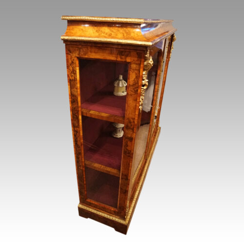 Victorian walnut display cabinet side