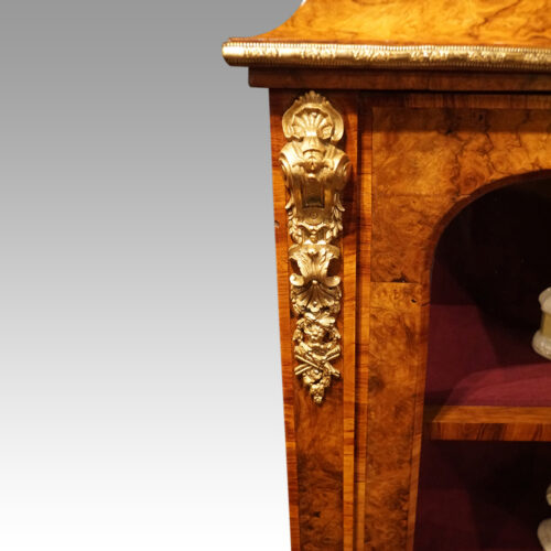 Victorian walnut disply cabinet top mount
