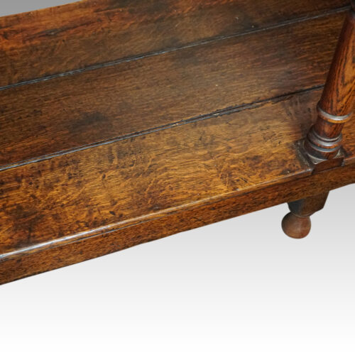 Antique oak dresser base pot board detail