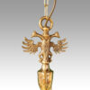 Dutch brass chandelier eagle mount detail