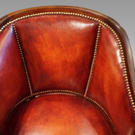 Edwardian leather tub desk chair back