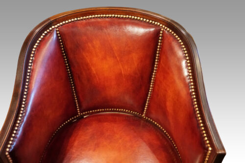 Edwardian leather tub desk chair back