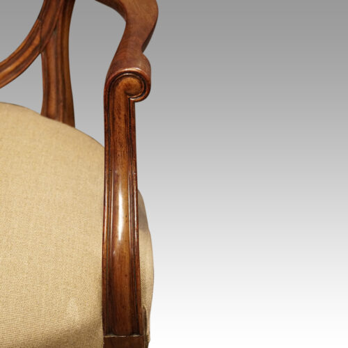 Set of 8 shield back dining chairs arm detail