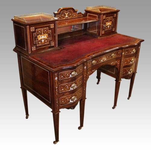 Victorian inlaid desk at angle