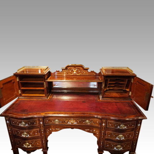 Victorian inlaid desk doors open