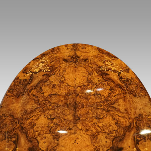 Victorian inlaid walnut coffee table end view