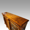 Victorian inlaid walnut flat front credenza angle