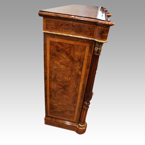 Victorian inlaid walnut flat front credenza side