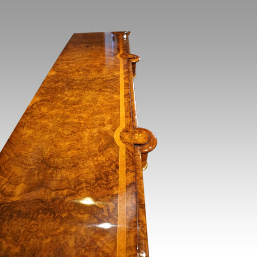 Victorian inlaid walnut flat front credenza top