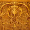 Victorian inlaid walnut flat front credenza top of panel inlay detail