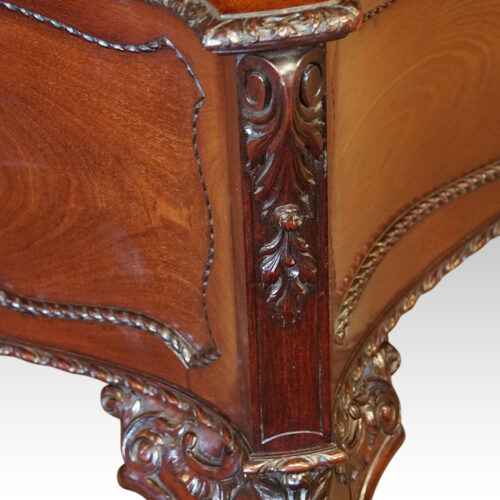 Chippendale revival mahogany desk carving