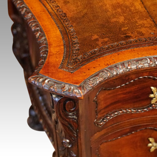 Chippendale revival mahogany desk edge carving