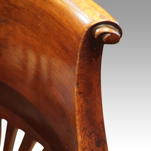 Edwardian mahogany desk chair back rail detail
