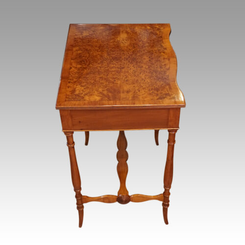 Pair of burr elm end tables side view