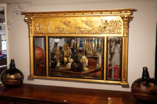 Regency triple plate gilt overmantle angle