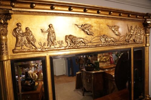 Regency triple plate gilt overmantle frieze detail