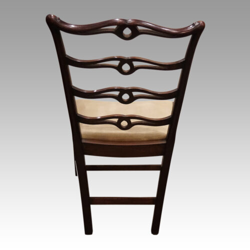 Set of 8 Hepplewhite style ladderback chairs rear