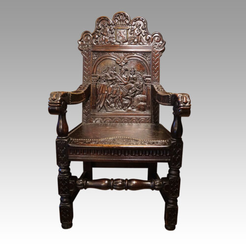 Victorian carved oak throne chair