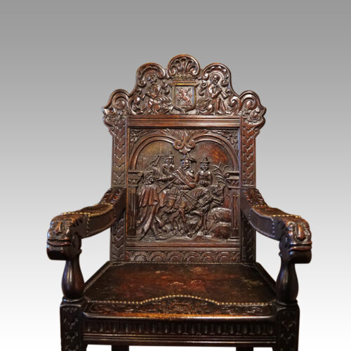 Victorian carved oak throne chair back