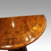 Victorian inlaid walnut demi-lune card table top detail