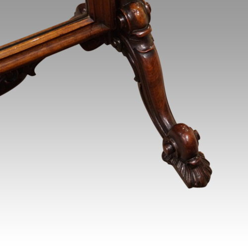 Victorian walnut cheval mirror feet