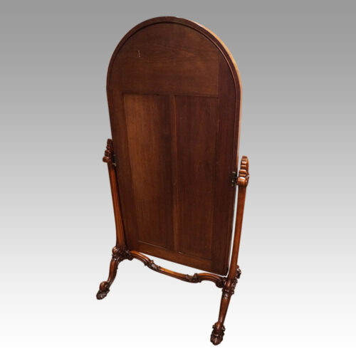 Victorian walnut cheval mirror rear