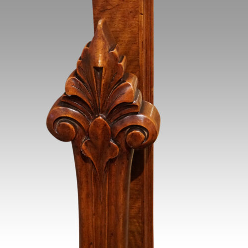 Victorian walnut cheval mirror upright detail