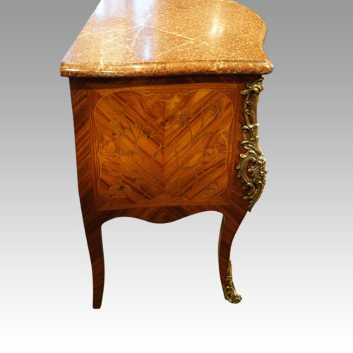 Walnut marquetry commode side view